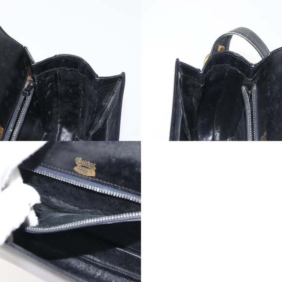 GUCCI Shoulder Bag Leather Navy Gold - Picture 12 of 12